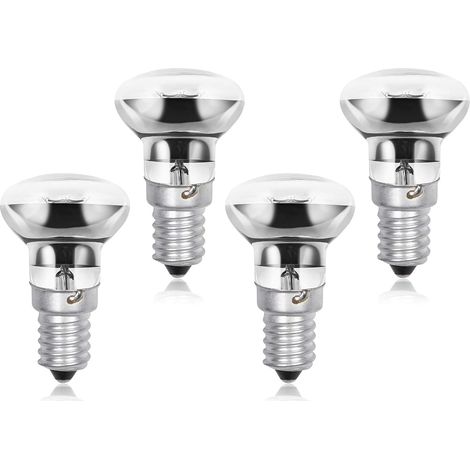 QAZQA Ampoules de lampe à lave R39 E14 30W, petites ampoules de lampe à lave à réflecteur SES à vis Edison, blanc chaud 2800K R39 à intensité variable (lot de 4) (1/5)