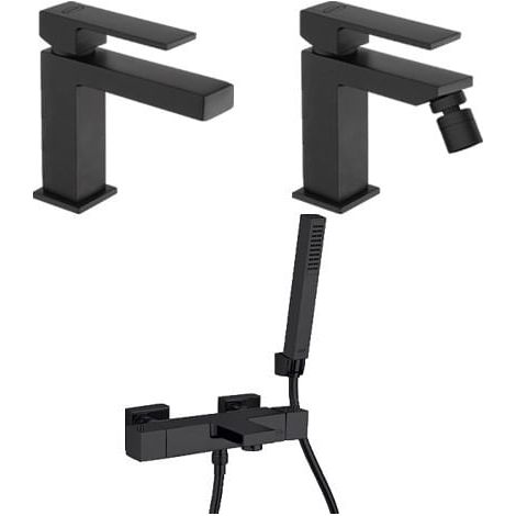 Set Rubinetti Jacuzzi per lavabo e bidet senza scarico e vasca serie Twinkle YO nero opaco (1/5)