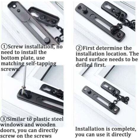 Security chain for narrow doors, anti-theft spring-loaded door limiter ...