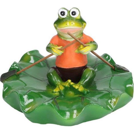 Statue De Grenouille - Résine Extérieure Flottante Sur Feuille - Pour Bassin Jardin Etang Fontaine - 16 x 10 5 Cm - 1 Pièce (1/5)