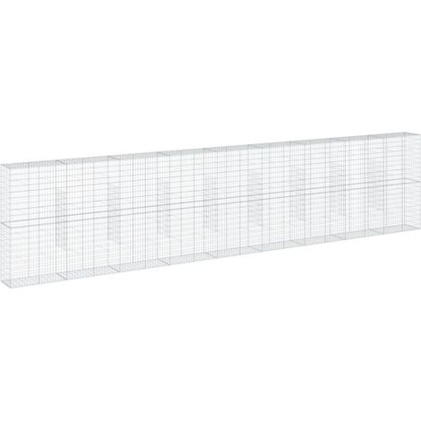 Muro de contención de jaula de valla de gaviones con cubierta 900 x 50 x 200 cm hierro galvanizado Plata 020040215