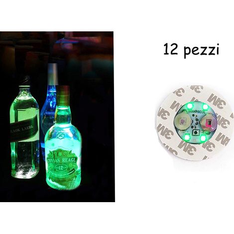 Sottobicchieri led adesivi 12PZ luce verde 4 led illuminati luce bottiglie bar