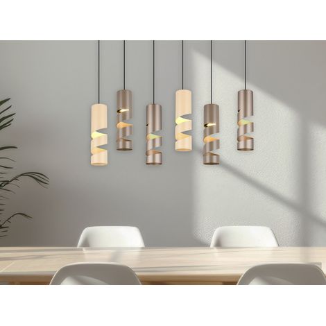 Moderne Pendelleuchte STREAM 6-flammig aus Metall in Coffee Tönen, B: 100cm