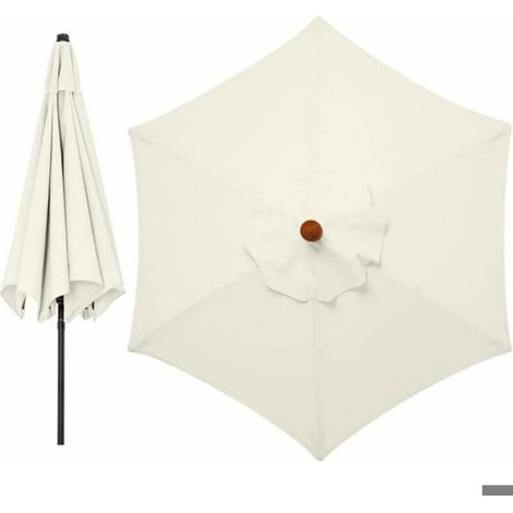 Housse De Remplacement Pour Parasol - 3 M - 6 Bras - Forme Hexagonale - Blanc Crème (1/3)