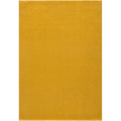 Tapis salon et chambre 60x110 jaune rectangle tissé motif uni NOSSA