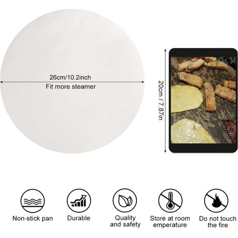 100 Feuilles Papier Cuisson Barbecue Rond Antiadhésif 25cm Tôle Aluminium Grilloir Liner pour Plancha (1/5)