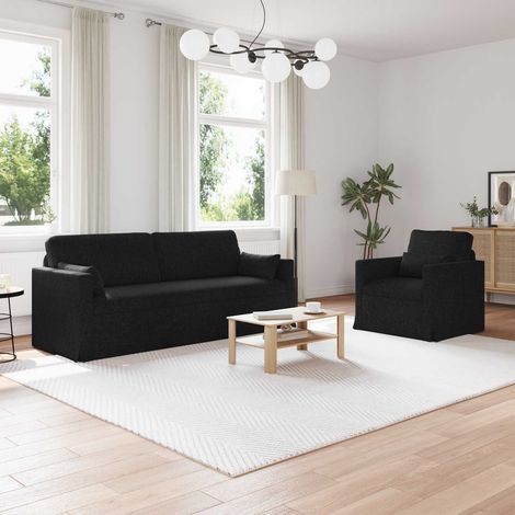 Sofa Set 2 pcs Schwarz 198 x 78 x 80 cm Stoff