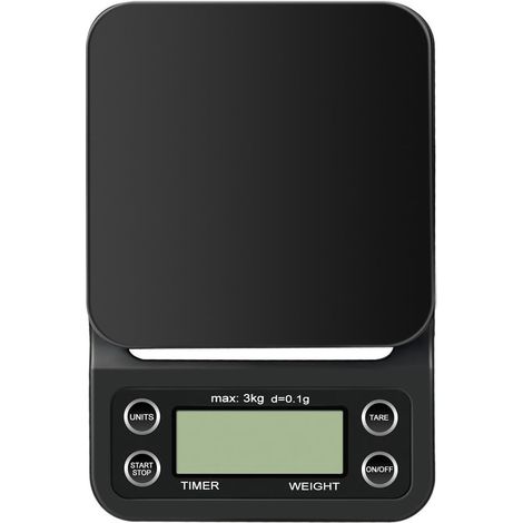 Balance de Cuisine, Balance Numérique à Café avec Minuterie, Balance à Bijoux avec Affichage LCD Rétro-éclairé Bleu et Trou de Suspension, (pile non incluse) (1/5)