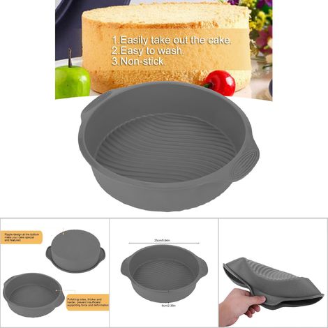 Moule à Gâteau en Silicone de 9 Pouces, Forme Ronde pour Four (Gris) (1/5)