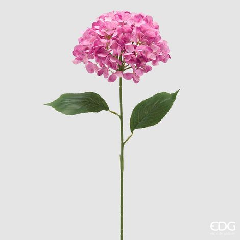 EDG Enzo De Gasperi Ortensia Ramo con Foglie H 70 Cm Pianta Artificiale Rosa Scuro