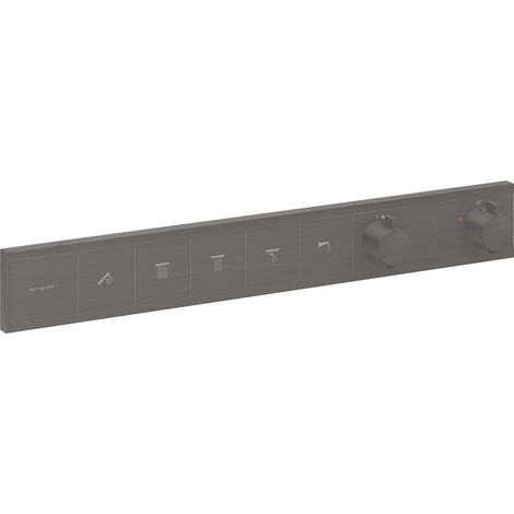 Mitigeur thermostatique, Robinet encastré avec arrêt de sécurité à 40°C, Thermostat carré avec 5 sorties, Noir chromé brossé, 15384340 (1/5)