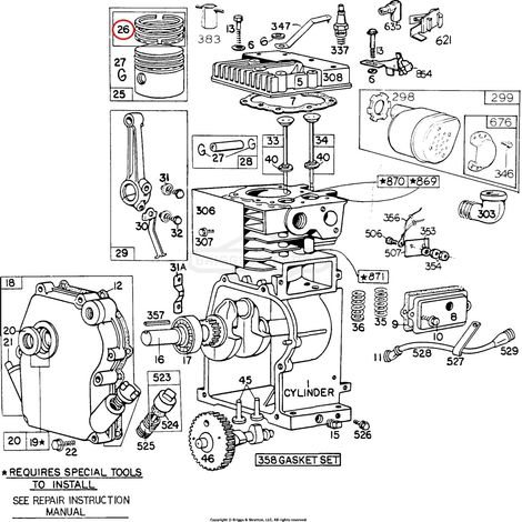 Kit Segmenti quadro BRIGGS & STRATTON diametro 70.6 mm Compatibile - 011598