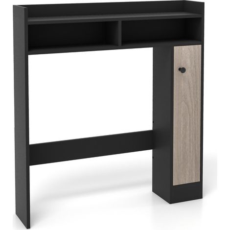 Meuble de toilette à rangement au-dessus des toilettes 88 x 18 x 100 cm gain d'espace moderne chic en MDF noir