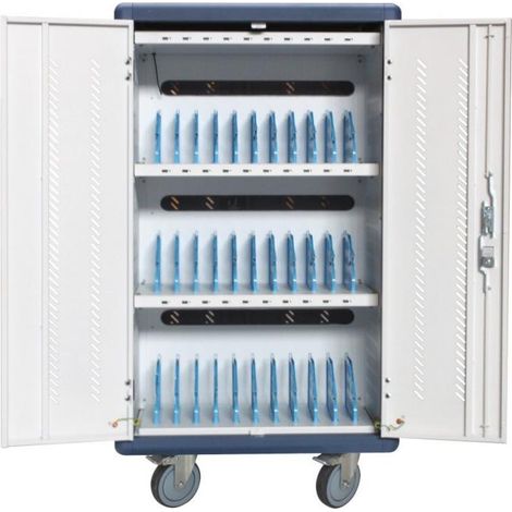 Techly I-CABINET-30DUTY carrito y armario de dispositivo portátil Carro de gestión y carga para dispositivos portátiles Blanco, (1/5)