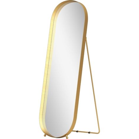 Miroir sur pied noir métal 160 x 50 cm pour salon et chambre (1/5)