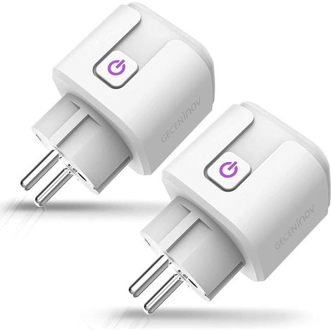Prise intelligente WiFi 2 pièces, prise intelligente, compatible Alexa, Google Assistant, prise programmable WiFi avec télécommande, commande vocale et fonction heure - 5283mm
