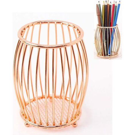 Porte-stylo créatif en métal, idéal pour les accessoires de bureau, organiseur de stylos incurvé or rose