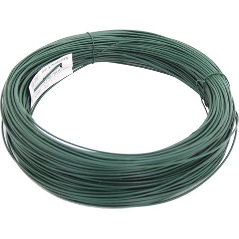 Alberts 530167 Matassa di filo metallico, zincato, con rivestimento in plastica verde, lunghezza 100 m, Ø filo 2 mm