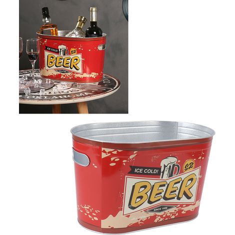 Seaux à glace d'été pour bars, KTV, restaurants barbecue et bars seaux à bière réfrigérés mini seaux à glace tendance seaux universels pour boissons fraîches (2210D-0101--BEER-Small). (1/5)