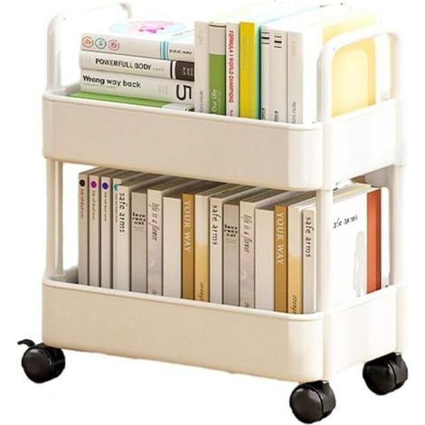 ZOLGINAH 2-stöckiger Aufbewahrungswagen, Mehrzweck-Organizerwagen mit Rollen, Ablage für Küche, Bad, Waschküche, Büro, Weiß (1/5)