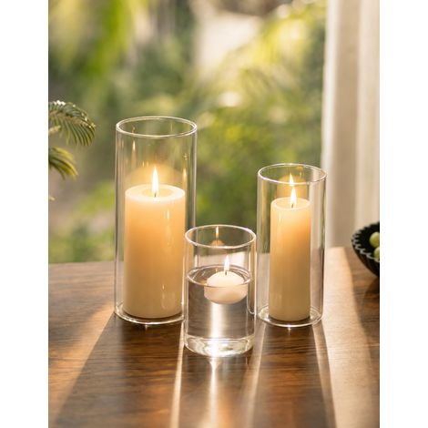 Lot de 3 photophores cylindriques en Verre épais, 3 Tailles (1/5)