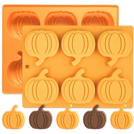 Moules en silicone d'automne (2 pièces) pour chocolat, en forme de feuilles d'érable et de citrouilles. Moules à chocolat 3D. (1/5)