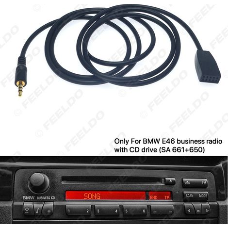 Compatible avec les lecteurs CD de voiture BMW Série 3 E46 (câble adaptateur audio AUX mâle avec connecteur d'entrée audio AUX 3,5 mm).