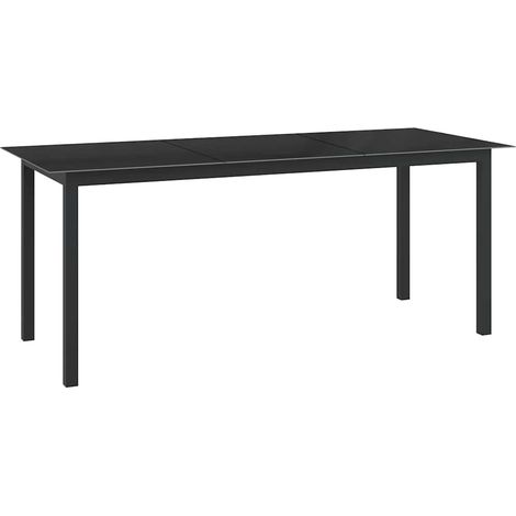 Table de jardin d'extérieur en aluminium et verre plateau noir 190 x 90 x 74 cm - PANGIVO (1/5)