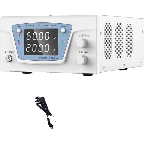 Fuente de alimentación CC programable, hasta 1200 W de salida, pantalla digital, 60 V 20 A, enchufe EU-b de 220 V. (1/2)