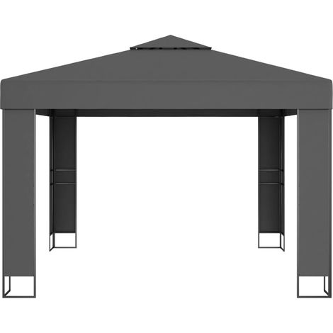 Tonnelle Barnum de Jardin, Pavillon, Pergola, Tente de jardin, avec toit double 3x3 m Anthracite OIB7066E (1/4)