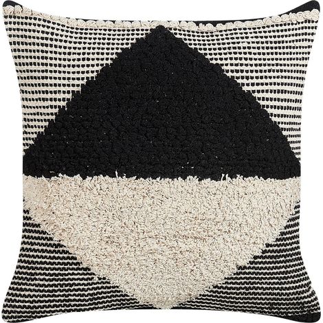 Throw Cushion KHORA Cotton 50 x 50 cm Black Geometric Pattern (1/5)