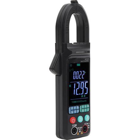 Multimètre intelligent automatique à pince, grand écran couleur, multifonctionnel, pour la mesure de tension AC/DC, résistance et capacité (noir). (1/5)