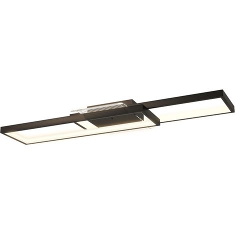 43 W, 4600 lm, 3000–6000 K LED-Deckenleuchte, flach, dimmbar, mit Fernbedienung und Wandschalter, 70 x 30 x 7 cm, Schwarz