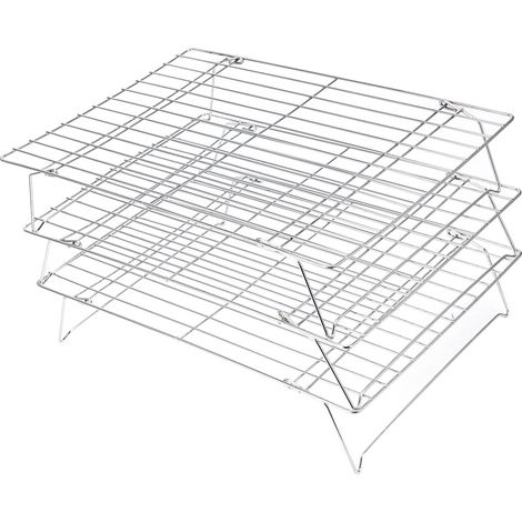 Grille de refroidissement à 3 niveaux avec pieds pliables pour biscuits, gâteaux et grillades. (1/5)