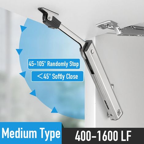 Charnière hydraulique robuste KAK pour armoire, arrêt aléatoire, fermeture amortie, support de porte réglable, quincaillerie pour porte relevable (modèle moyen). (1/5)