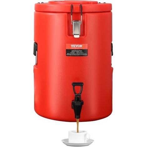 Heiß- und Kaltgetränkespender Getränkespender 6 L, Edelstahl Heiß- und Kaltwasserbrunnen Großer Getränkespender mit Zapfen für Kaffee, Kalte Milch, Wasser, Saft usw. Isolierkanne Rund (1/5)