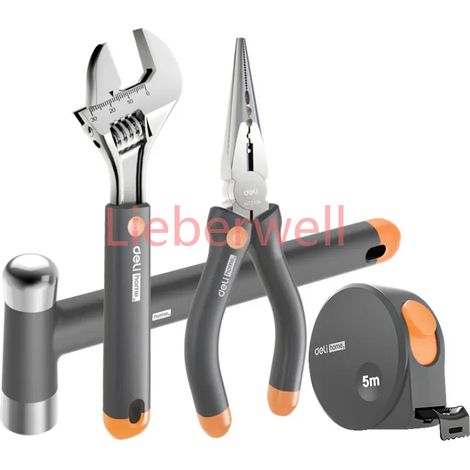 Deli – ensemble d'outils manuels multifonctions, outils pour le travail du bois, ruban à mesurer, clé à marteau, combinaison multi-outils, Kit d'outils de réparation domestique (1/5)