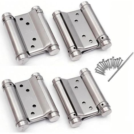 4er Set Pendeltürscharniere Scharniere Double Action Feder Edelstahl Saloon Western, 75 mm (Belastbarkeit bis 15kg) (1/5)