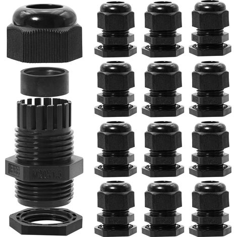28 Stück M20-Kabelverschraubungen aus Kunststoff, IP68, wasserdichte Kabelverschraubung aus Nylon, geeignet für 6 mm bis 12 mm Kabel für mechanische Schaltschränke, Verteilungskabel, Maschinen, (1/5)