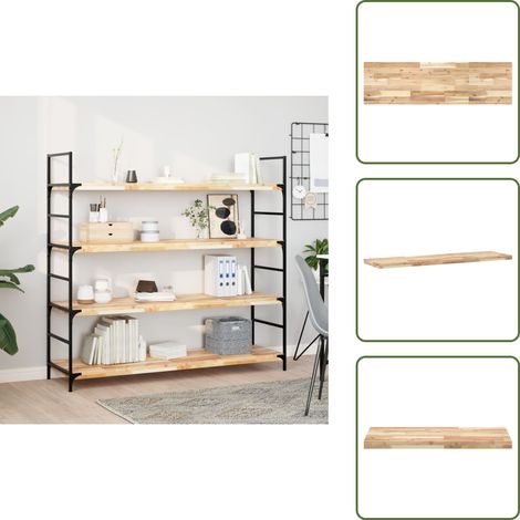 The Living Store Schweberegal 120x40x4 cm Massivholz Akazie Unbehandelt - Akazienholz (1/5)
