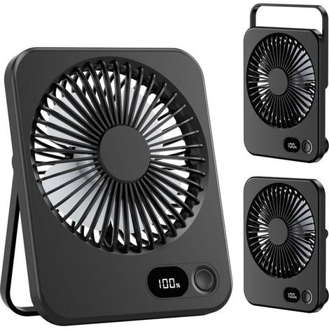 (Couleur:Noir)Ventilateur de Bureau, Mini Ventilateur Portable avec Batterie Rechargeable de 3600 mAh Silencieux 5 Vitesses 180Dépenser Inclinable Petit (1/5)