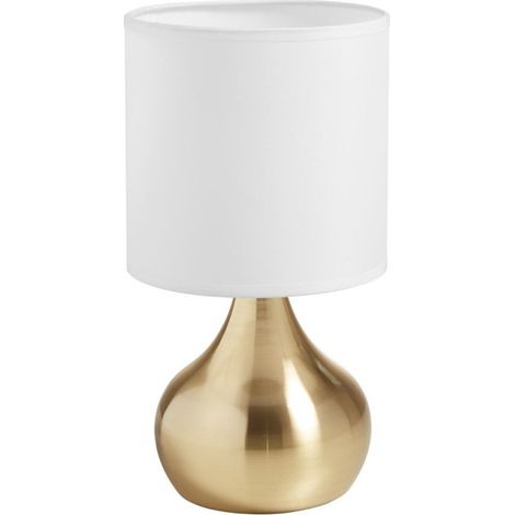 Lot de 2 lampes de chevet tactiles dorées – Abat-jour blanc – Hauteur 28 cm – Puissance 20W – Allumage par caresse – Millumine (1/3)