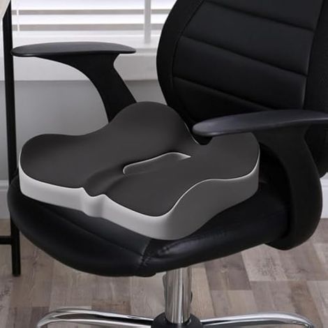 Siège coussin chaise coussin ergonomique non glissement houllon épaissis tampon de pavé assis pour coccyx coccot, Gris-noir (1/4)