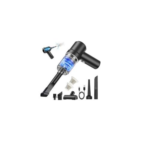 Aspirapolvere per auto senza fili, mini aspirapolvere portatile 2 in 1 senza fili con luce LED, aspirapolvere portatile ricaricabile tramite USB per liquidi e solidi, adatto per animali domestici, cas