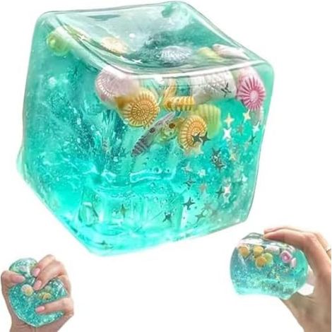 Irovami Balle anti-stress glaçon mou – cube à remontée lente, coquillages, jouet sensoriel (1/5)