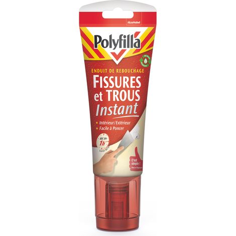 Polyfilla Enduit de Rebouchage Fissures et Trous Instant - Sec en 1 heure - Intérieur et Extérieur - Pâte 330g