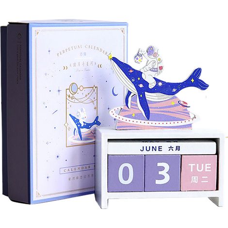 Calendrier bureau perpétuel bois décoration maison date manuelle bloc réutilisable cadeau type 4 sans sac (1/5)