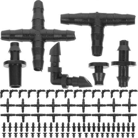 Kit de raccords de tuyau pour système d'irrigation goutte à goutte domestique (1 kit) en PVC noir (1/5)