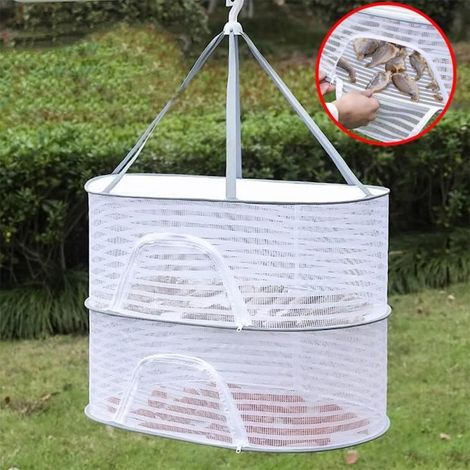 Filet de Séchage Pour Plantes,2-Couches Filet de Séchage Suspendu Pliable avec Fermetures à Glissière,Sèche Herbes à Suspendre (1/4)