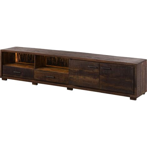 BARK 210 Mobile TV in legno di acacia - laccato / marrone scuro 220x40x47